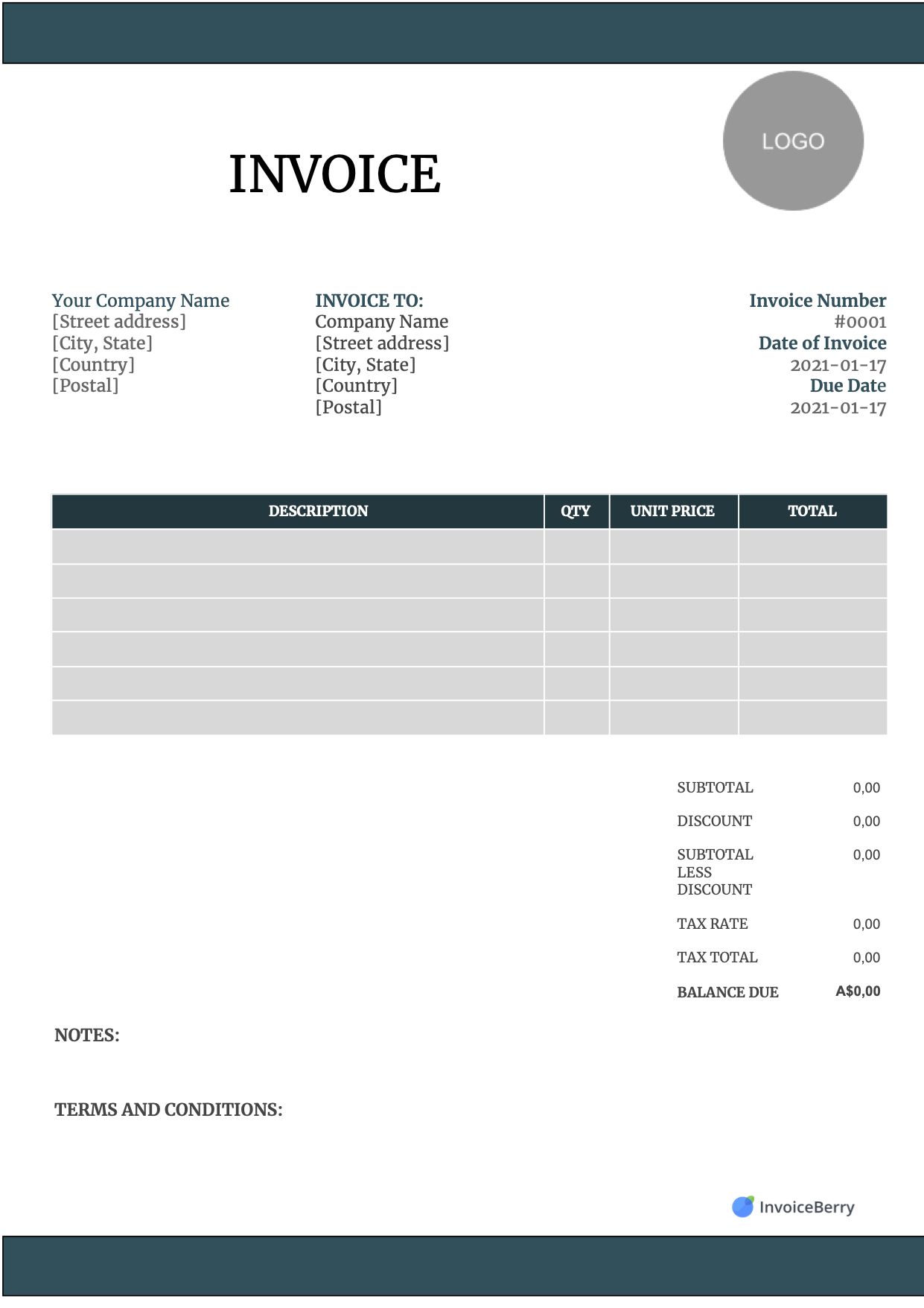 samples of free invoice templates via free invoice maker