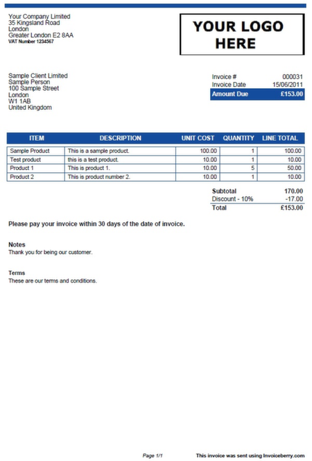 sample invoices created with our online invoicing software invoiceberry